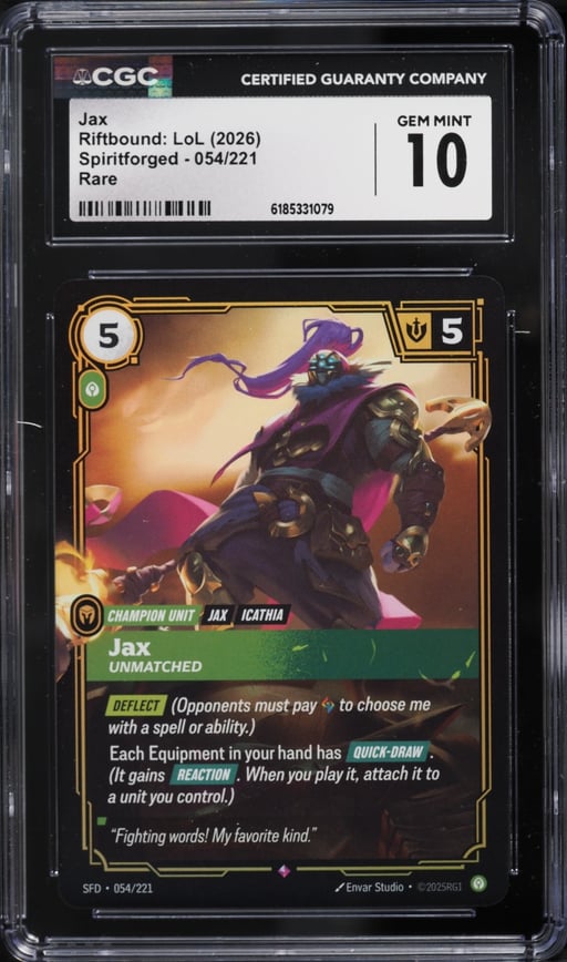 2026 Riftbound League Of Legends LoL Spiritforged Jax #54 CGC 10 GEM MINT