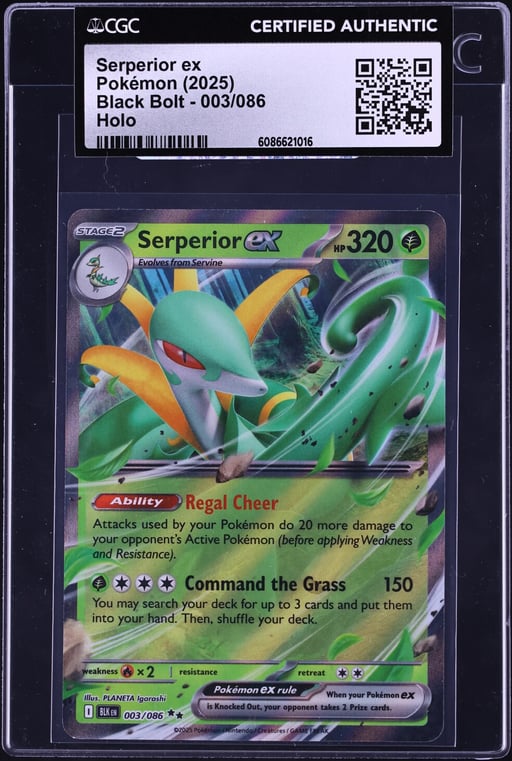 2025 Pokemon Scarlet & Violet Black Bolt Holo Serperior ex #3 CGC AUTH