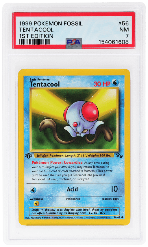 1999 Pokemon Fossil 1st Edition Tentacool #56 PSA 7