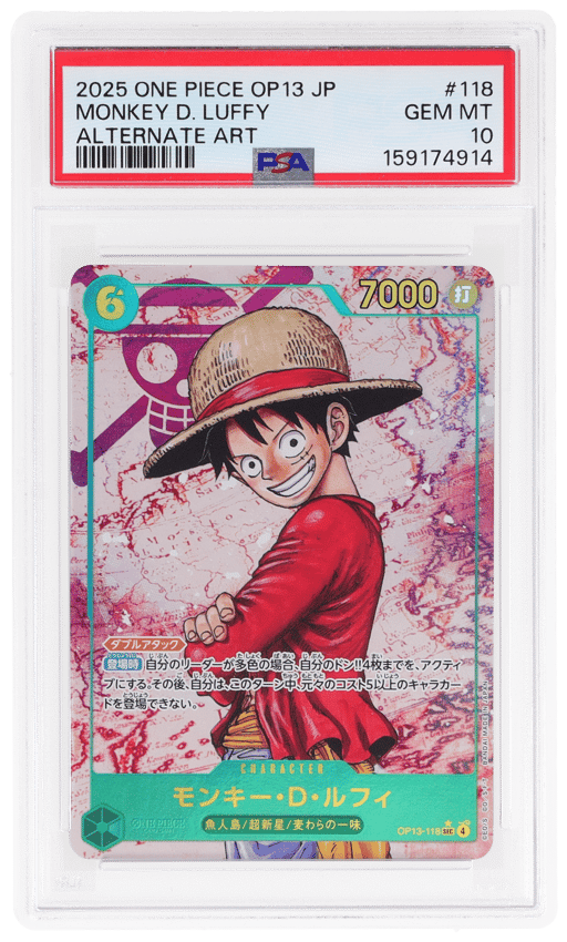 2025 One Piece Carrying On His Will Japanese Alternate Art Monkey D. Luffy #OP13118 PSA 10