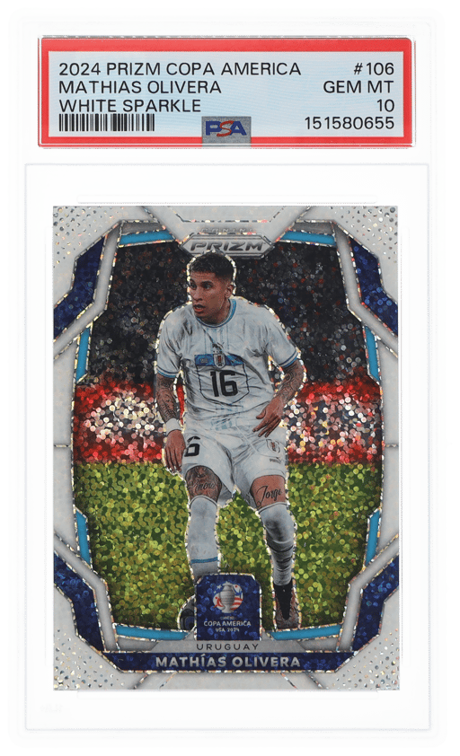 2024 Panini Prizm Conmebol Copa America White Sparkle Prizm Mathias Olivera #106 PSA 10