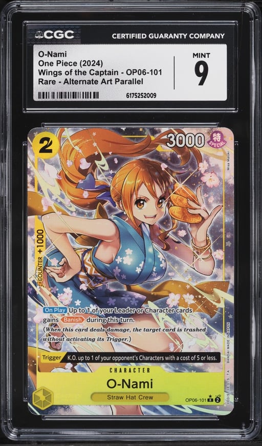 2024 One Piece Wings of the Captain Alternate Art Parallel O-Nami #OP06-101 CGC 9 MINT