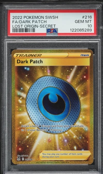 2022 Pokemon SWSH Lost Origin Gold Rare Dark Patch #216 PSA 10 GEM MINT