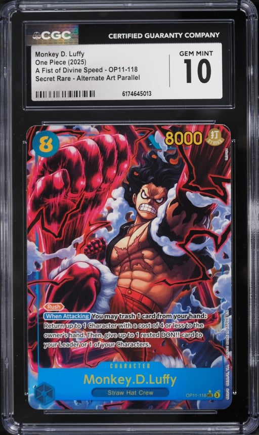 2025 One Piece A Fist Of Divine Speed Alt Art Monkey D. Luffy #OP11-118 CGC 10 GEM MINT