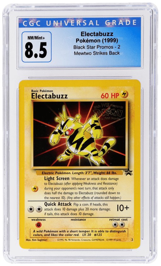 1999 Pokemon Wizards of the Coast Black Star Promo Mewtwo Strikes Back Electabuzz #2 CGC 8.5