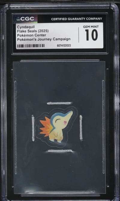 2025 Pokemon Center Flake Seals Journey Campaign Cyndaquil CGC 10 GEM MINT