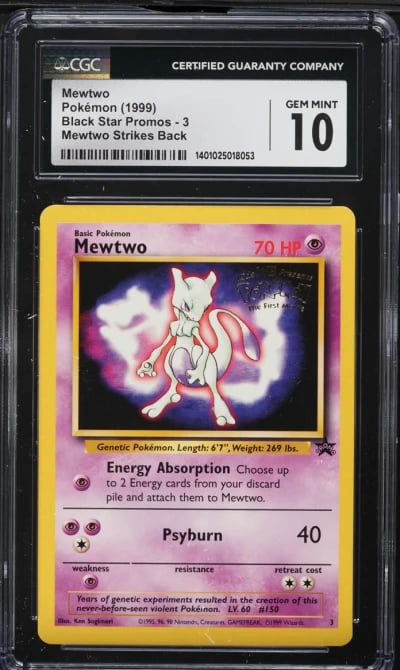 1999 Pokemon Movie Black Star Promo Mewtwo #3 CGC 10 GEM MINT