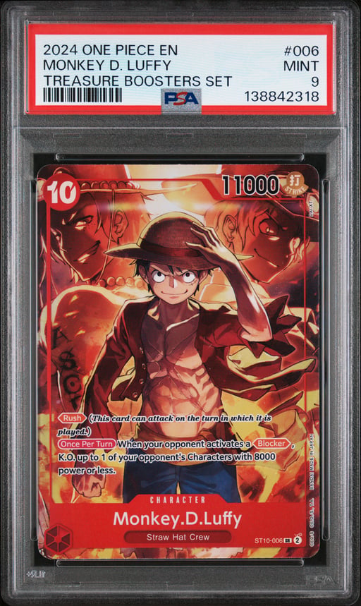 2024 ONE PIECE PROMOS 006 MONKEY D. LUFFY TREASURE BOOSTERS SET PSA 9