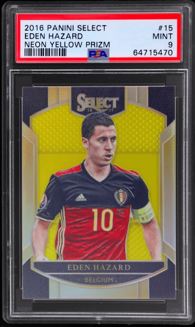 2016 Panini Select Terrace Neon Yellow Prizm Eden Hazard #15 44/125 PSA 9