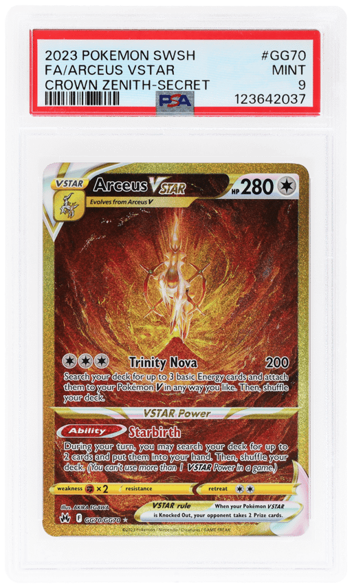 2023 Pokemon Sword and Shield Crown Zenith Galarian Gallery Secret Rare Arceus Vstar #GG70 PSA 9