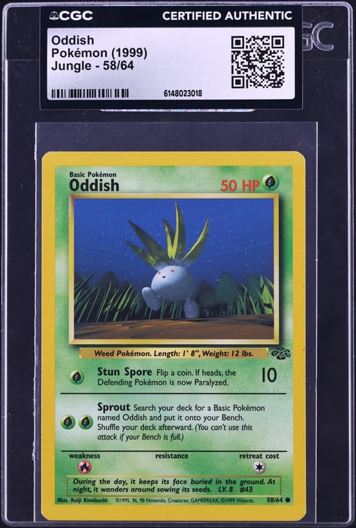 1999 Pokemon Jungle Oddish #58 CGC AUTH
