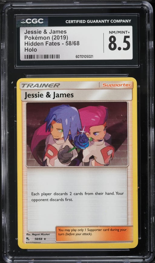 2019 Pokemon Sun & Moon Hidden Fates Holo Jessie & James #58 CGC 8.5 NM-MT+