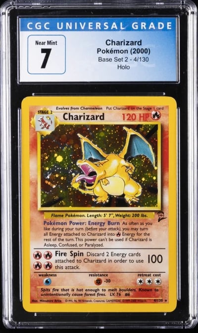 2000 POKEMON BASE SET 2 HOLO #4/130 CHARIZARD CGC 7