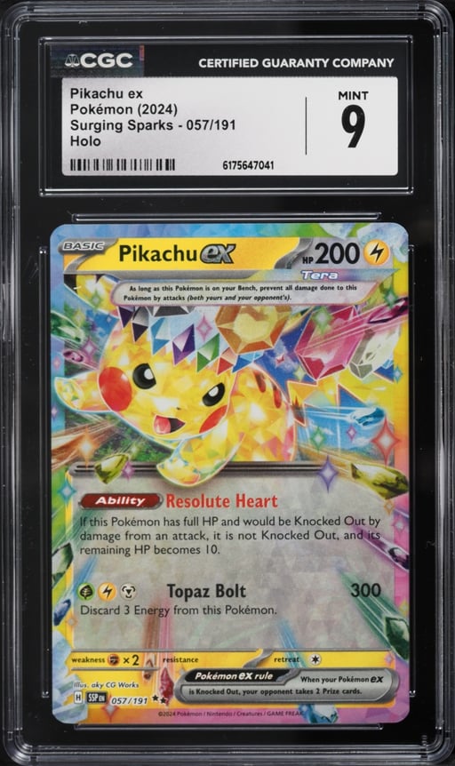 2024 Pokemon Scarlet & Violet Surging Sparks Holo Pikachu EX #57 CGC 9 MINT