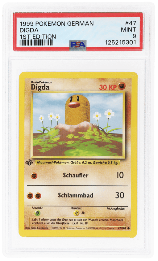 1999 Pokemon Base Set German 1st Edition Diglett #47 PSA 9