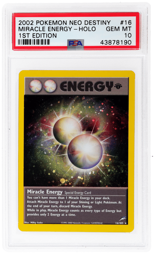 2002 Pokemon Neo Destiny 1st Edition Holo Miracle Energy #16 PSA 10