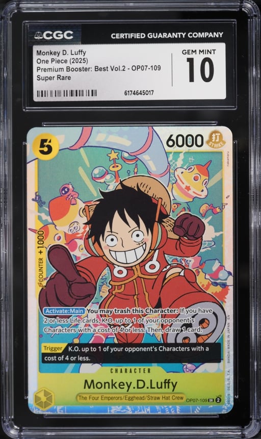 2025 One Piece Japanese Premium Booster Best Vol 2 SR Monkey D. Luffy #OP07-109 CGC 10 GEM MINT