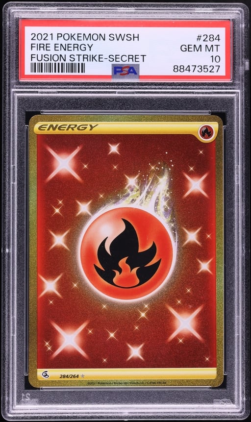 2021 Pokemon Sword & Shield Fusion Strike Secret Fire Energy #284 PSA 10 GEM MINT