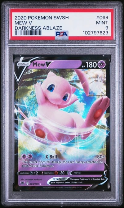 2020 POKEMON SWORD & SHIELD DARKNESS ABLAZE #069 MEW V PSA 9