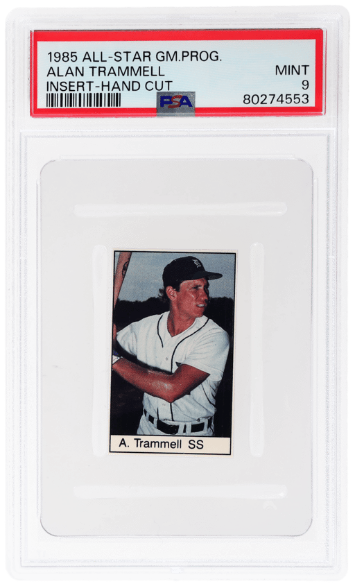 1985 All-Star Game Program Inserts Hand Cut Alan Trammell PSA 9