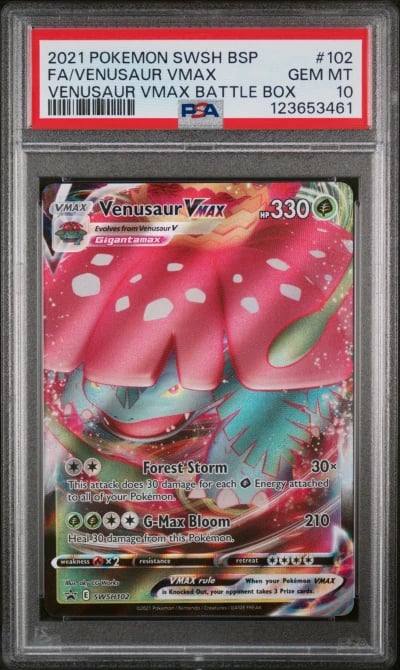 2021 POKEMON SWSH BLACK STAR PROMO #102 FULL ART/VENUSAUR VMAX PSA 10