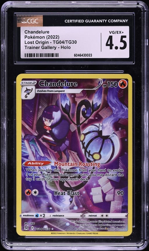 2022 Pokemon Sword & Shield Lost Origin Full Art Chandelure #TG04 CGC 4.5 VGEX+