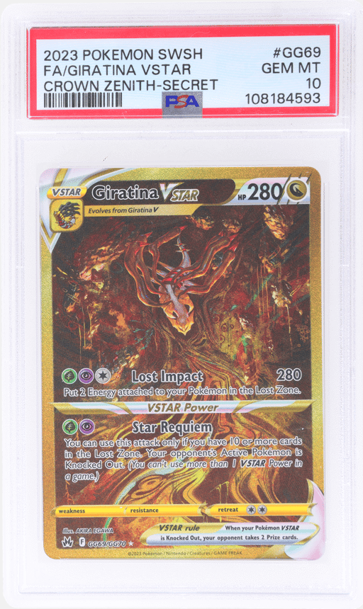 2023 Pokemon Sword and Shield Crown Zenith Secret Rare Giratina Vstar #GG69 PSA 10