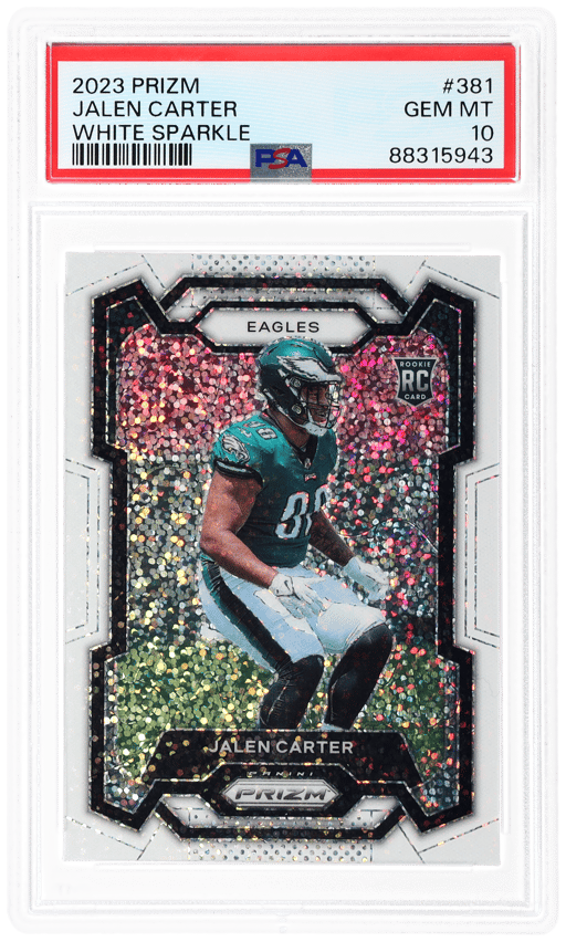 2023 Panini Prizm White Sparkle Prizm Jalen Carter #381 PSA 10