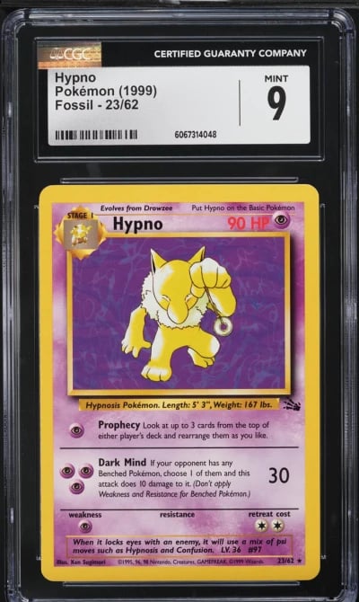 1999 Pokemon Fossil Hypno #23 CGC 9 MINT