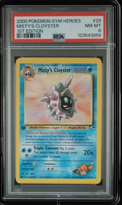 2000 POKEMON GYM HEROES 1ST EDITION #29 MISTY'S CLOYSTER PSA 8