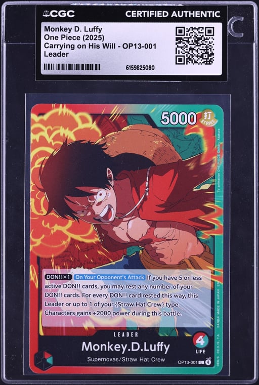 2025 One Piece Carrying On His Will Leader Monkey D. Luffy #OP13-001 CGC AUTH