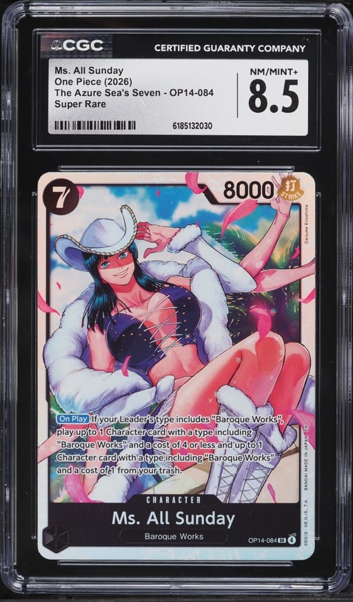 2026 One Piece The Azure Sea's Seven SR Ms. All Sunday #OP14-084 CGC 8.5 NM-MT+