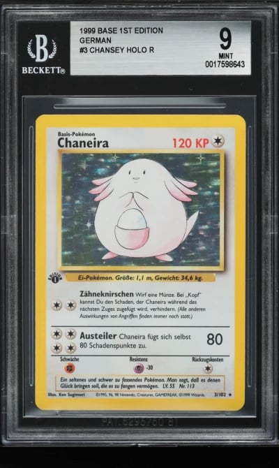 1999 Pokemon German Base Set 1st Edition Holo Chansey #3 BGS 9 MINT