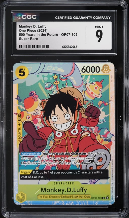 2024 One Piece 500 Years In The Future Super Rare Monkey D. Luffy #OP07-109 CGC 9 MINT