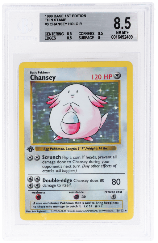 1999 Pokemon Base Set 1st Edition Holo Chansey #3 BGS 8.5