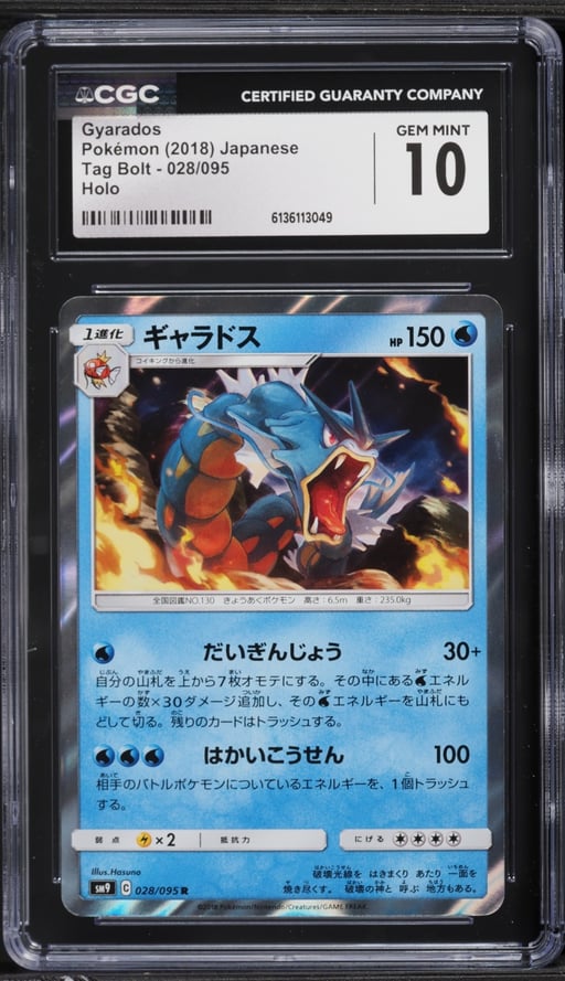 2018 Pokemon Japanese Sun & Moon Tag Bolt Holo Gyarados #28 CGC 10 GEM MINT