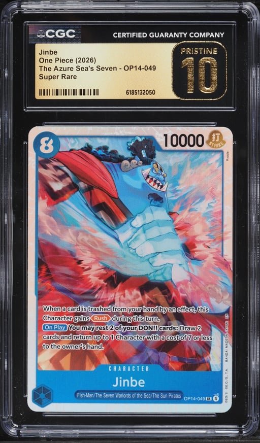 2026 One Piece The Azure Sea's Seven SR Jinbe #OP14-049 CGC 10 PRISTINE