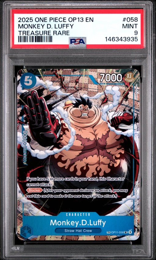 2025 ONE PIECE OP13-CARRYING ON HIS WILL 058 MONKEY D. LUFFY TREASURE RARE PSA 9
