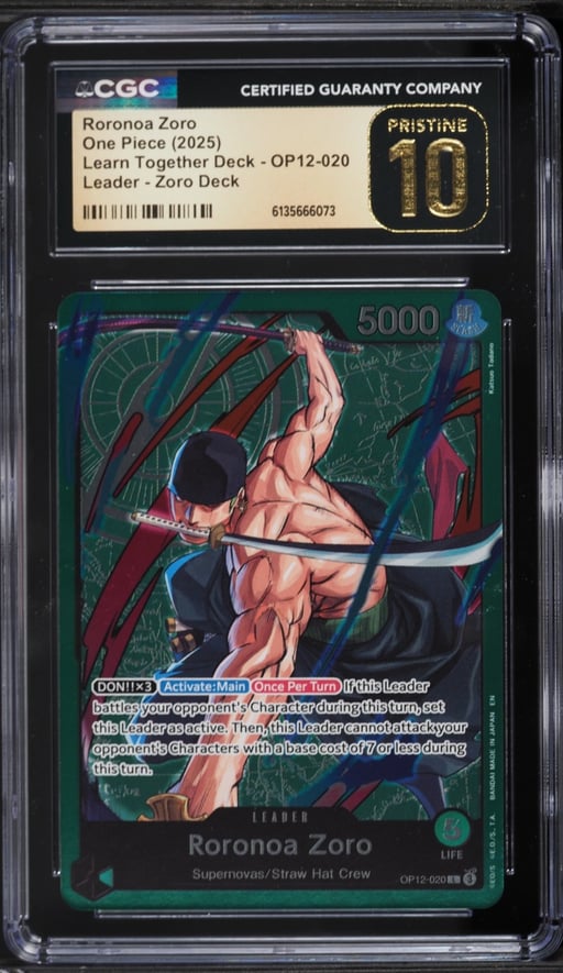 2025 One Piece Learn Together Deck Leader Roronoa Zoro #OP12-020 CGC 10 PRISTINE