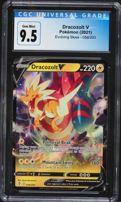 2021 Pokemon SWSH Evolving Skies Holo Dracozolt V #058 CGC 9.5 GEM MINT