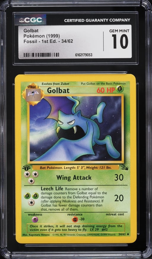 1999 Pokemon Fossil 1st Edition Golbat #34 CGC 10 GEM MINT