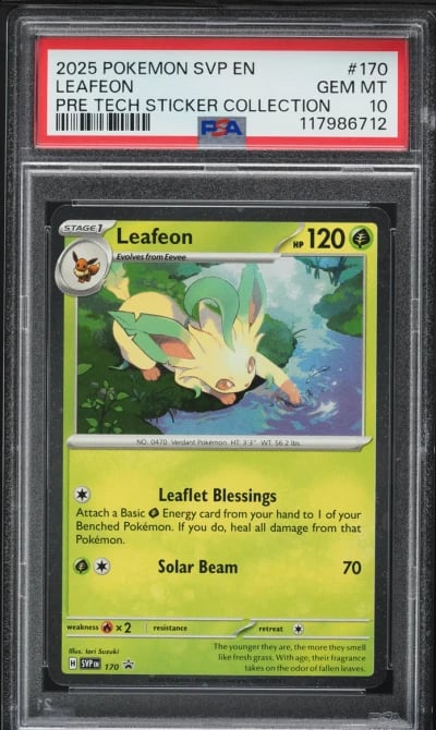 2025 Pokemon SV Promo Prismatic Evolutions Tech Sticker Leafeon #170 PSA 10 GEM