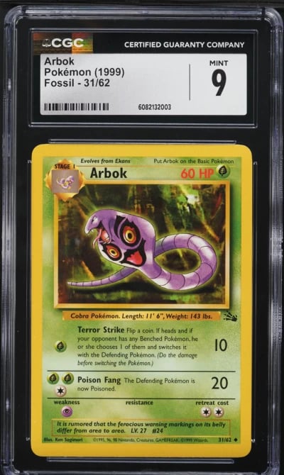 1999 Pokemon Fossil Arbok #31 CGC 9 MINT