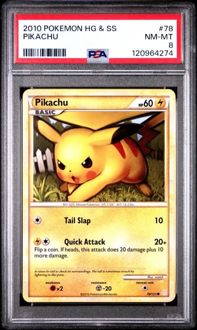 2010 POKEMON HEARTGOLD & SOULSILVER #78 PIKACHU PSA 8