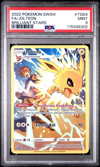 2022 POKEMON SWORD & SHIELD BRILLIANT STARS #TG04 FULL ART/JOLTEON PSA 9