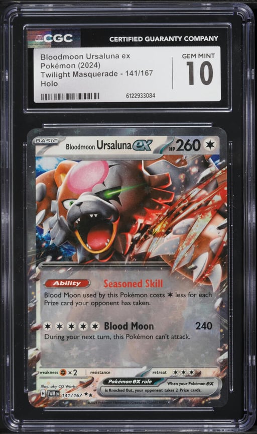 2024 Pokemon Scarlet & Violet Twilight Masquerade Holo Bloodmoon Ursaluna EX #141 CGC 10 GEM MINT