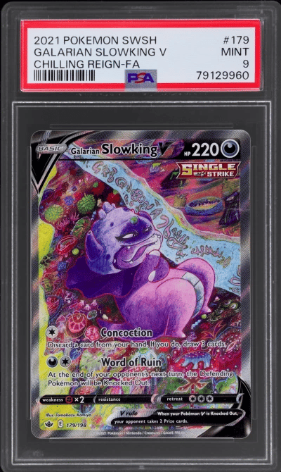 2021 Pokemon Sword and Shield Chilling Reign Ultra Rare Galarian Slowking V #179 PSA 9