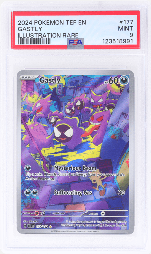 2024 Pokemon Scarlet and Violet Temporal Forces Illustration Rare Gastly #177 PSA 9