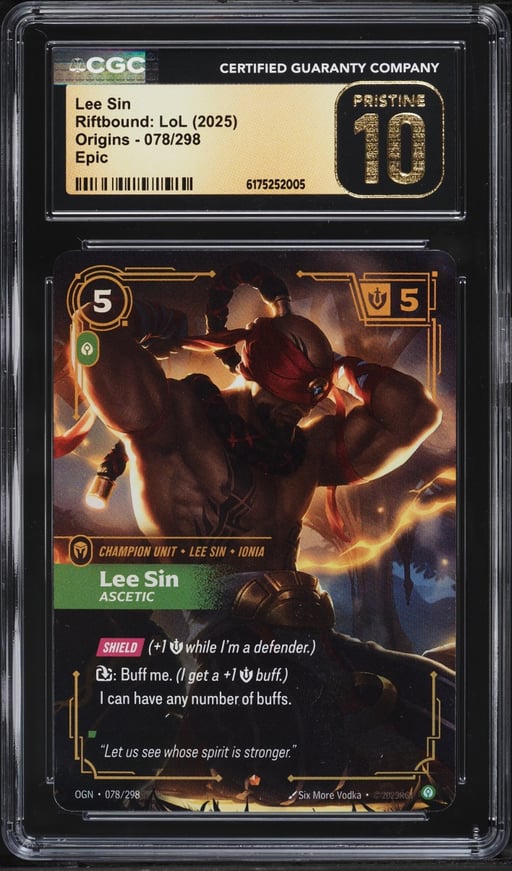 2025 Riftbound League Of Legends LoL Origins Lee Sin #078 CGC 10 PRISTINE