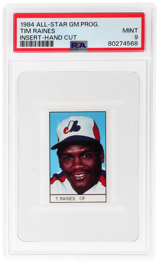 1984 All-Star Game Program Inserts Hand Cut Tim Raines PSA 9